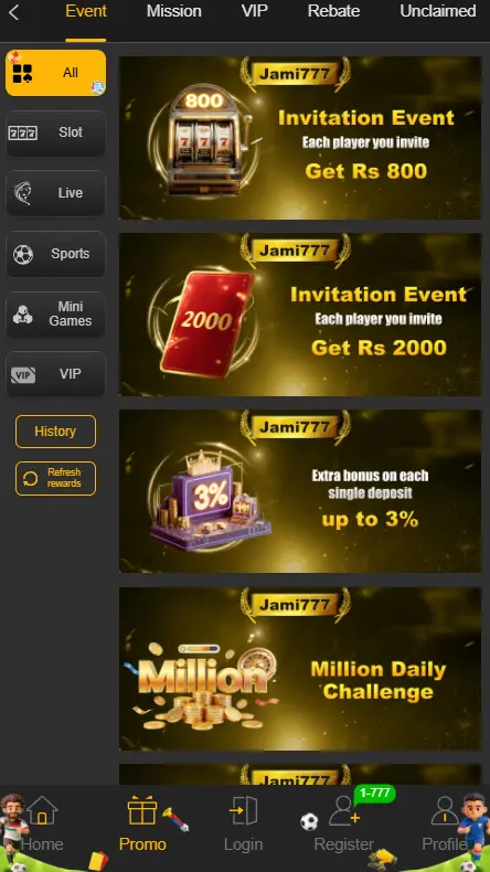 JAMI777 Game Rewards and Bonuses